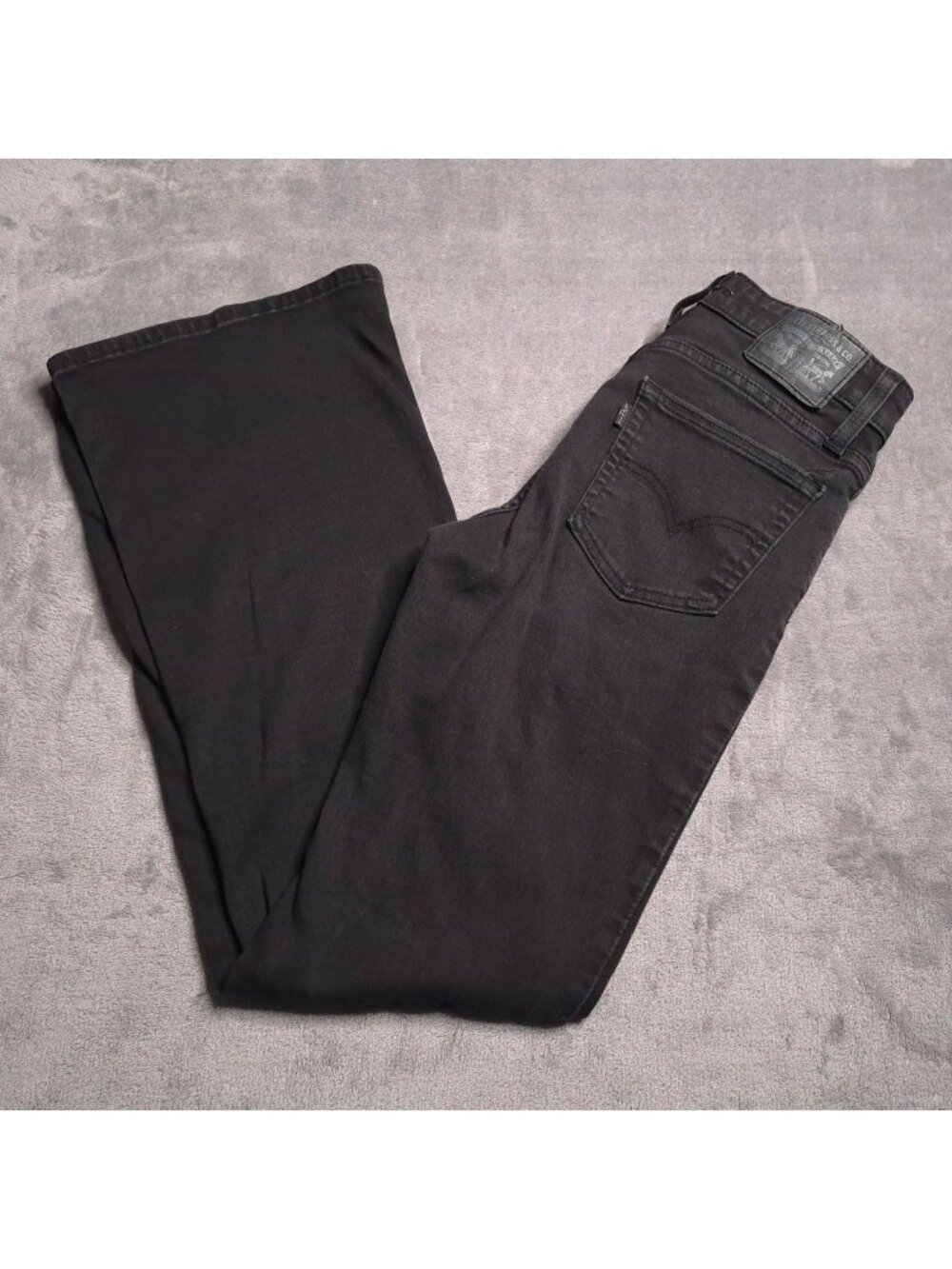 Levis Womens 726 Flare Jeans 27 Mid Rise Black Denim Cotton Blend Pockets